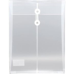 Plastic Envelopes with String Closure Clear Side Loading, 1-1/4 in Expansion, Letter Size/A4 Size, Set of 10