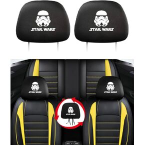 قطعتان من أغطية مسند رأس السيارة لحرب النجوم دارث فيدر ناعمة قابلة للتنفس ومطاطة عالمية لغطاء مقعد السيارة ملحقات أغطية مسند الرأس من القماش لمعظم السيارات وشاحنات الدفع الرباعي in Kuwait