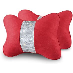 eing 2 - Pack Bling Car Seat Neck Rest Pillow Soft Plush Crystal Headrest Head Support Cushion Car Decor Accessories for Women,Universal Fit for Car Seat Headrest, Black