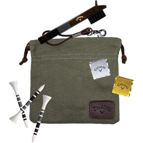 Callaway Heritage Golf Accessories Kit - Features a Premium Club Brush, valuables Pouch, tees and a Gold and Silver Metal Golf Ball Marker