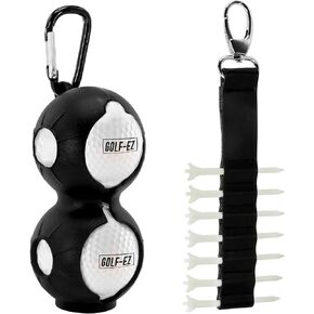 Golf Ball Holder & Tee Holder Kit (2pcs) | Attachable to Golf Bag | Quick & Easy Access