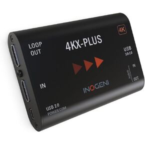 4KX-Plus by Inogeni, Ultra HD to USB 3.0 with HDMI Loop, Professional Video & Audio Converter, BYOM/BYOB, Plug'n Go, Up to 60 fps, Compatible with Cisco Webex, Made in Canada