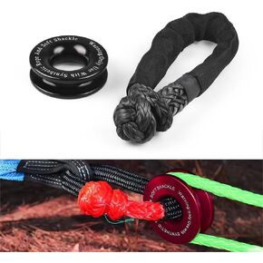 41000lbs Winch Rope Synthetic Soft Shackle+Recovery Ring Set Rugged Shackles with Protective Sleeve for Truck Vehicle Recovery
