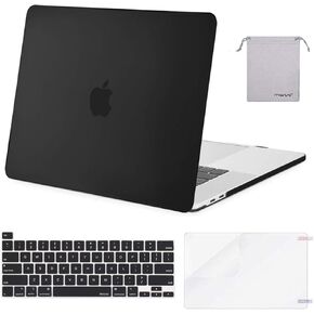 حافظة MOSISO متوافقة مع جهاز MacBook Pro مقاس 16 بوصة إصدار 2020 2019 A2141 مع شريط اللمس، وغطاء صلب من البلاستيك الواقي وغطاء لوحة المفاتيح وواقي الشاشة وحقيبة تخزين، أسود in Kuwait