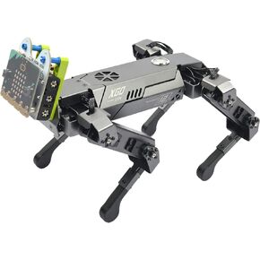 ELECFREAKS microbit Robotic Dog Xgo Kit, 12 Movable Joint DIY Programmable Full Metal Bionic Robot Kit, STEM Educational Project for Open Source Hardware(Without Micro:bit)