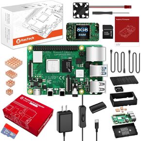 RasTech Raspberry Pi 4 4GB Model B 1.5GHz Quad-core Cortex-A72 64-bit,Support Dual 4K Display,PoE Enable,40-pin GPIO,Wireless LAN 2.4 GHz,Bluetooth 5.0,USB-C Power Supply Port in Kuwait
