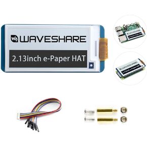 waveshare 2.13inch E-Ink Display HAT V4 Version Compatible with Raspberry Pi 5/4B/3B+/3B/2B/B+/A+/Zero/Zero W/WH/Zero 2W Series Boards 250x122 Resolution SPI Interface Supports Partial Refresh