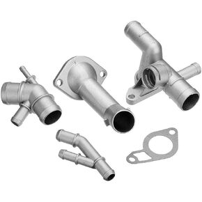 Aluminum Coolant Flange Upgrade Kit with Cooling Hose Flange Coolant T-Fitting Thermostat Housing Cover Water Distribution Pipe Fits VW Golf Jetta GLI GTI Mk4 TT 337 1.8T Replace 06A121121C