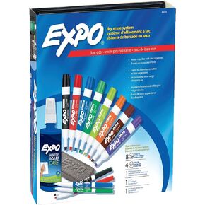 EXPO 80054 Low-Odor Dry Erase Marker Eraser & Cleaner Chisel/Fine 12/Set