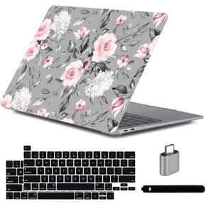 LanBaiLan Compatible for MacBook Pro 13 inch with Touch Bar 2022 2021 2020 2019 2018 2017 2016 Release M1 M2 A2338 A2289 A2251 A2159 A1989 A1706 A1708 Protective Case & Keyboard Cover, Paint Flower
