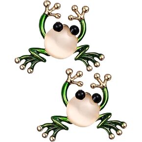 2 pc Lovely Women Fashion Jewelry Lapel Collar Pin Brooch Frog Shape Brooch Alloy