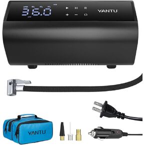 yantu ac/dc السلكية منفاخ الإطارات للمنزل 110 فولت والسيارة 12 فولت، مضخة الإطارات الكهربائية للإطارات، اسطوانة مزدوجة 2x التضخم، مقياس ضغط الإطارات مع شاشة رقمية 8.3 بوصة للدراجات / بيك اب / سيارات الدفع الرباعي in Kuwait