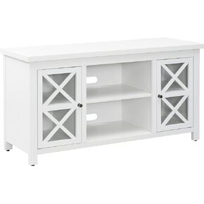 Henn&Hart Rectangular TV Stand with Log Fireplace for TV's up to 55" in White/Gray Oak, Electric Fireplace TV Stands for the Living Room
