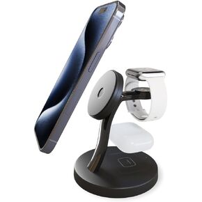 3 in 1 Wireless Charger for MagSafe, Wireless Charging Station, Compatible with iPhone 15/14/13/12, Apple Watch, AirPods Pro/3/2 (Cable and Adapter Included) Black