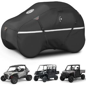 LIBZAKI UTV Cover,420D Waterproof UTV Covers 2-3 Seater/4-6 Seater Heavy Duty for Polaris Ranger RZR Yamaha Rhino Can-Am Commander Defender Maverick X3 Pioneer Kawasaki Mule Sxs Teryx Black/Gray-XL