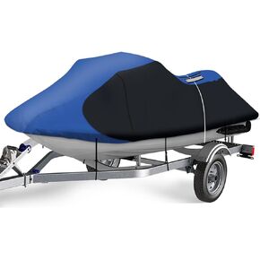iCOVER Personal Watercraft Cover- Waterproof Heavy Duty Trailerable Jet Ski Cover for Seadoo Kawasaki Yamaha Wave Runner, Fits PWC Models Up to 113in Long
