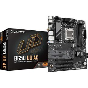 GIGABYTE B650 UD AC (rev. 1.0) AM5 LGA 1718 AMD B650 ATX Motherboard with 5-Year Warranty, DDR5, PCIe 4.0 M.2, PCIe 4.0, USB 3.2 Gen2x2 Type-C, GbE LAN