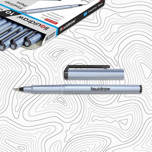 أقلام Fineliner سوداء، مجموعة مكونة من 10 أقلام ذات نقاط رفيعة 0.5 مم أقلام Fineliners سوداء اللون للفنانين والمهندسين المعماريين والرسم وتدوين الملاحظات والرسوم التوضيحية والكتاب المقدس واليوميات ومخطط المجلات in Saudi Arabia