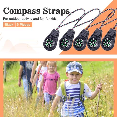 Mini Compass for Kids Compass Keychain，Button Compass Bulk Kit，Paracord Hiking Survival Small Compasses，Kids Scout Compass (5pcs Black) in Saudi Arabia
