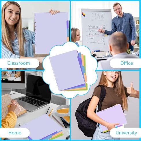 5 فواصل تبويب Discbound 8.5x11Discbound فواصل دفتر فواصل حجم الرسالة مع علامات التبويب فواصل علامة تبويب فارغة حجم الرسالة فواصل Discbound لدفتر ملاحظات الكلية المكتبية (فرق كبير في اللون) in Kuwait