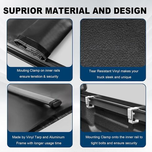 Quad Soft 6.5FT Truck Bed Tonneau Cover Compatible for 2007-2013 Chevy Silverado 1500 /GMC Sierra 1500 Fleetside On Top -78 Inch in Saudi Arabia