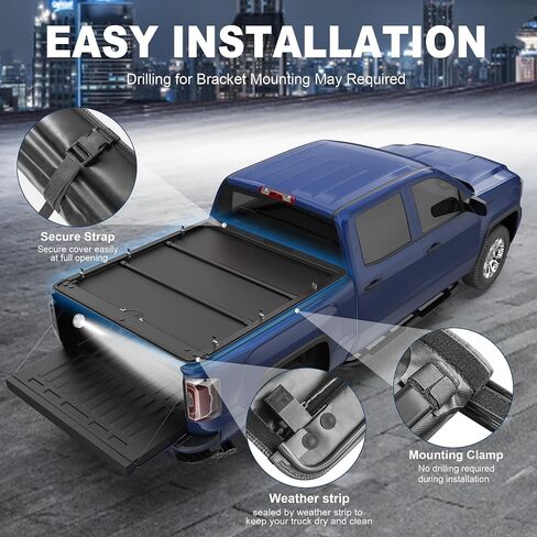 Quad Soft 6.5FT Truck Bed Tonneau Cover Compatible for 2007-2013 Chevy Silverado 1500 /GMC Sierra 1500 Fleetside On Top -78 Inch in Saudi Arabia