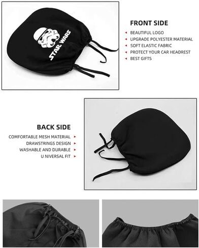 قطعتان من أغطية مسند رأس السيارة لحرب النجوم دارث فيدر ناعمة قابلة للتنفس ومطاطة عالمية لغطاء مقعد السيارة ملحقات أغطية مسند الرأس من القماش لمعظم السيارات وشاحنات الدفع الرباعي in Kuwait