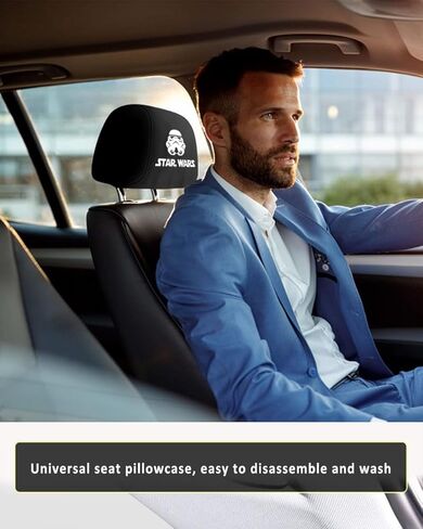 قطعتان من أغطية مسند رأس السيارة لحرب النجوم دارث فيدر ناعمة قابلة للتنفس ومطاطة عالمية لغطاء مقعد السيارة ملحقات أغطية مسند الرأس من القماش لمعظم السيارات وشاحنات الدفع الرباعي in Kuwait