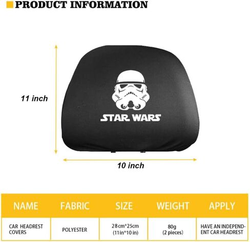 قطعتان من أغطية مسند رأس السيارة لحرب النجوم دارث فيدر ناعمة قابلة للتنفس ومطاطة عالمية لغطاء مقعد السيارة ملحقات أغطية مسند الرأس من القماش لمعظم السيارات وشاحنات الدفع الرباعي in Kuwait