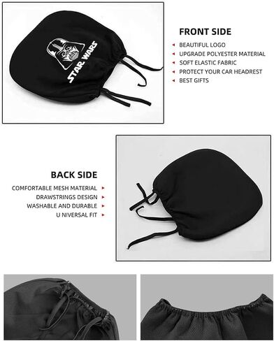 2PCS Car Headrest Covers for Star War Darth Vader Soft Breathable Elastic Universal Car Seat Cover Accessories Protector Fabric Headrest Covers for Most Cars SUVs Trucks in Saudi Arabia