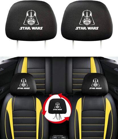 2PCS Car Headrest Covers for Star War Darth Vader Soft Breathable Elastic Universal Car Seat Cover Accessories Protector Fabric Headrest Covers for Most Cars SUVs Trucks in Saudi Arabia