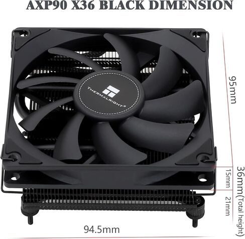 Thermalright AXP90 X36 مبرد وحدة المعالجة المركزية باللون الأسود، ارتفاع 36 مم، مروحة وحدة المعالجة المركزية TL-9015B رفيعة PWM، تقنية AGHP، مبرد وحدة المعالجة المركزية للكمبيوتر ITX، لـ AMD: AM4 AM5/Intel 1150/1151/1200/1700 in Saudi Arabia