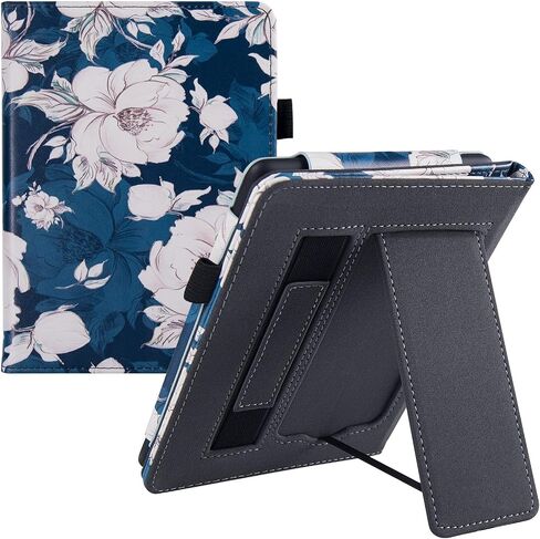BOZHUORUI Stand Case for 6.8" Kindle Paperwhite (11th Generation - 2021) and Kindle Paperwhite Signature Edition - PU Leather Folio Sleeve Cover with Hand Strap/Auto Wake/Sleep, Apricot Blossom in Saudi Arabia