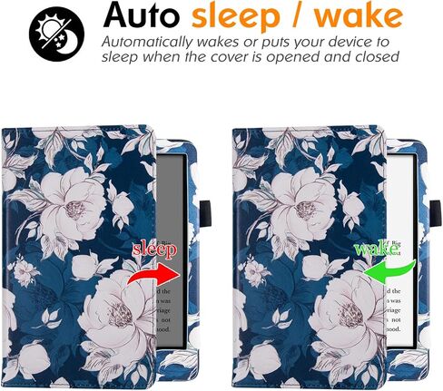 BOZHUORUI Stand Case for 6.8" Kindle Paperwhite (11th Generation - 2021) and Kindle Paperwhite Signature Edition - PU Leather Folio Sleeve Cover with Hand Strap/Auto Wake/Sleep, Apricot Blossom in Saudi Arabia