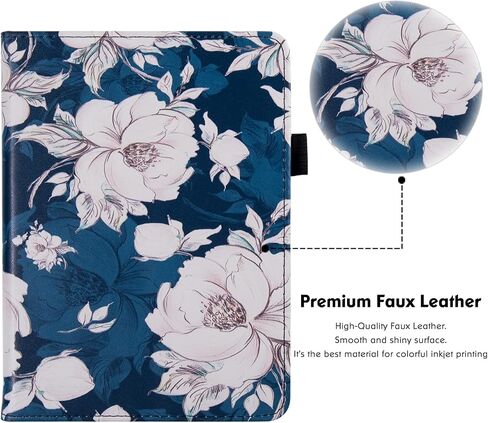 BOZHUORUI Stand Case for 6.8" Kindle Paperwhite (11th Generation - 2021) and Kindle Paperwhite Signature Edition - PU Leather Folio Sleeve Cover with Hand Strap/Auto Wake/Sleep, Apricot Blossom in Saudi Arabia