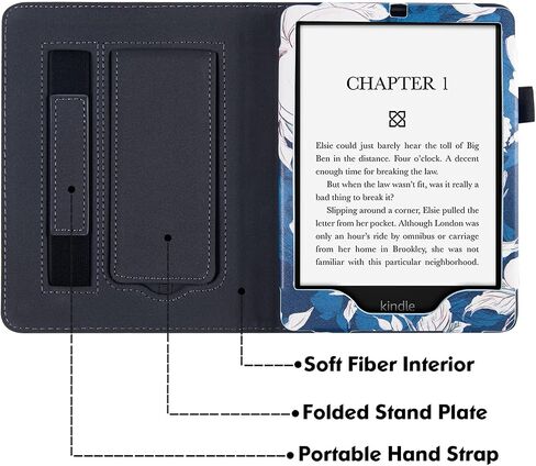 BOZHUORUI Stand Case for 6.8" Kindle Paperwhite (11th Generation - 2021) and Kindle Paperwhite Signature Edition - PU Leather Folio Sleeve Cover with Hand Strap/Auto Wake/Sleep, Apricot Blossom in Saudi Arabia