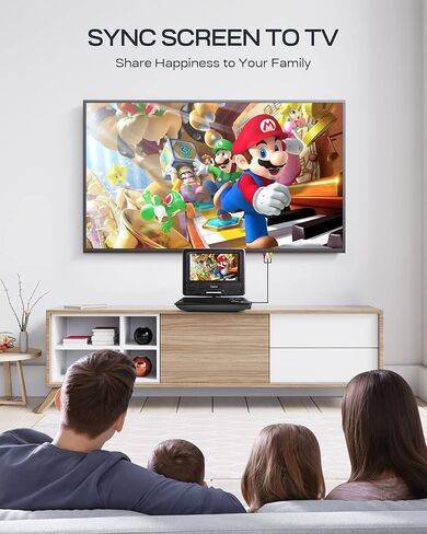 مشغل DVD محمول YOTON مقاس 9.5 بوصة، بطارية مدمجة لمدة 4-6 ساعات، شاشة HD دوارة 7.5 بوصة، للأطفال والسيارة، يدعم مزامنة الشاشة مع التلفزيون، ويدعم بطاقة SD/USB/تنسيقات الأقراص المتعددة in Kuwait