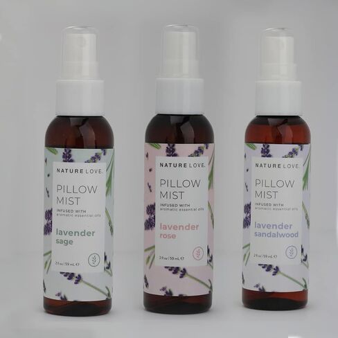 Pillow Mist Trio Infused with Aromatic Essential Oils | Soothing Blend for Restful Sleep, Calming, & Improved Mood | Lavender Rose, Lavender Sage, Lavender Sandalwood (2 oz Each) in Kuwait