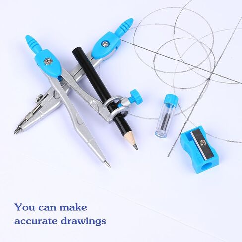 Compass Protractor Sset, Compass for Geometry Set, Protractor Set, 10 Pcs Geometry Kit Includes Protractor, Compass, Rulers, Eraser, Sharpener, Refills, Pencil for Drawings and Drafting in Saudi Arabia