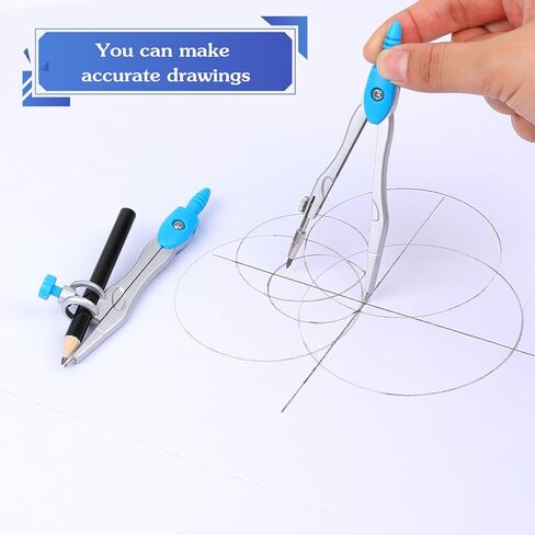 Compass Protractor Sset, Compass for Geometry Set, Protractor Set, 10 Pcs Geometry Kit Includes Protractor, Compass, Rulers, Eraser, Sharpener, Refills, Pencil for Drawings and Drafting in Saudi Arabia