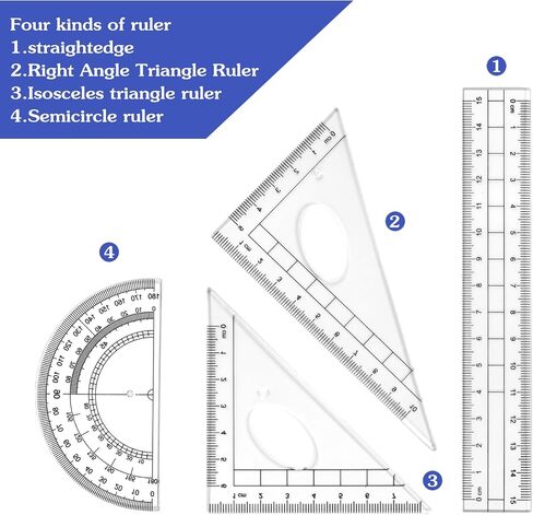 Compass Protractor Sset, Compass for Geometry Set, Protractor Set, 10 Pcs Geometry Kit Includes Protractor, Compass, Rulers, Eraser, Sharpener, Refills, Pencil for Drawings and Drafting in Saudi Arabia