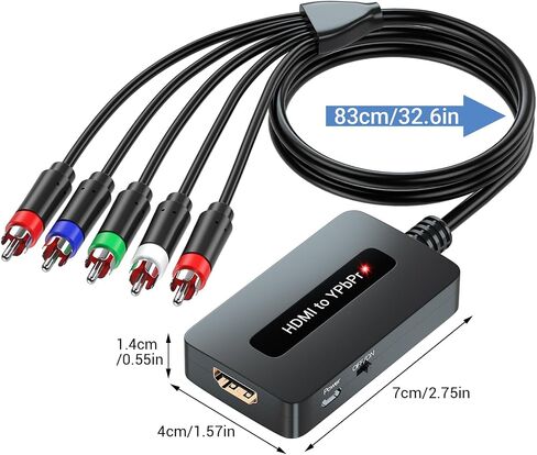 محول HDMI إلى مكون، محول 1080P HDMI إلى YPbPr، محول مكونات HDMI لـ DVD/STB/PS3/PS4 للعرض على التلفزيون التقليدي مع إدخال المكونات (لا يدعم 4k) in Saudi Arabia