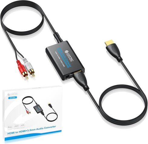 جهاز استخراج الصوت HDMI المحمول من eSynic 4K HDMI Audio Extractor ABS HDMI إلى محول الصوت التوصيل والتشغيل محول HDMI إلى 3.5 مم مع كابل 3.5 مم إلى RCA يدعم 4K@30 هرتز/1080 بكسل لتجربة مشاهدة ممتازة in Kuwait