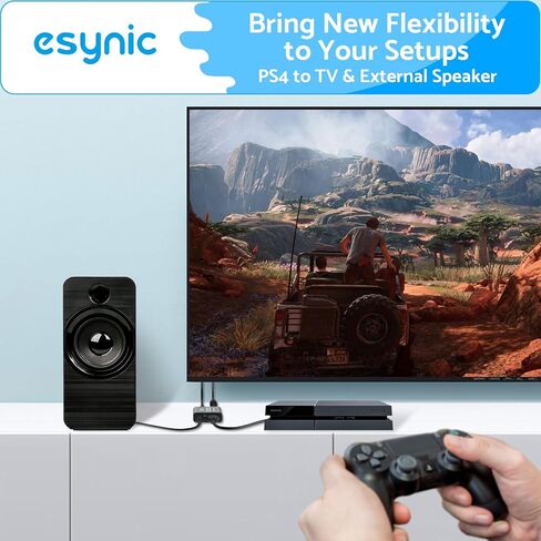 جهاز استخراج الصوت HDMI المحمول من eSynic 4K HDMI Audio Extractor ABS HDMI إلى محول الصوت التوصيل والتشغيل محول HDMI إلى 3.5 مم مع كابل 3.5 مم إلى RCA يدعم 4K@30 هرتز/1080 بكسل لتجربة مشاهدة ممتازة in Kuwait