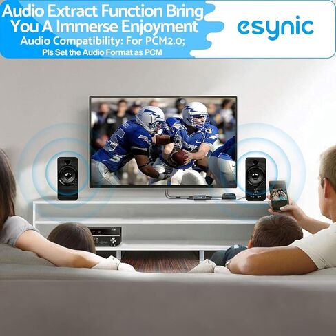 جهاز استخراج الصوت HDMI المحمول من eSynic 4K HDMI Audio Extractor ABS HDMI إلى محول الصوت التوصيل والتشغيل محول HDMI إلى 3.5 مم مع كابل 3.5 مم إلى RCA يدعم 4K@30 هرتز/1080 بكسل لتجربة مشاهدة ممتازة in Kuwait