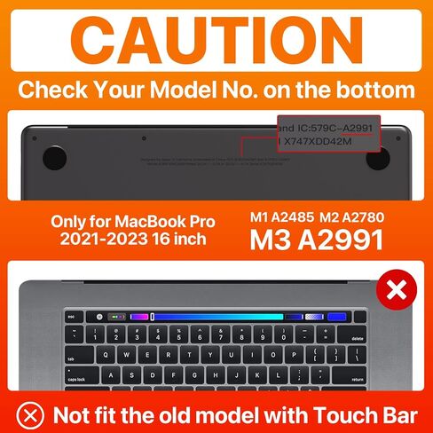 متوافق مع حافظة MacBook Pro 16 بوصة 2023-2021 M3 Pro/Max A2991 M2 A2780 M1 A2485 [يطابق اللون الأصلي بنسبة 100%] [رفيع علمي] غطاء حماية صلب للكمبيوتر المحمول - أسود شفاف in Saudi Arabia