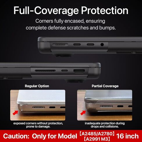 متوافق مع حافظة MacBook Pro 16 بوصة 2023-2021 M3 Pro/Max A2991 M2 A2780 M1 A2485 [يطابق اللون الأصلي بنسبة 100%] [رفيع علمي] غطاء حماية صلب للكمبيوتر المحمول - أسود شفاف in Saudi Arabia