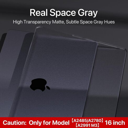 متوافق مع حافظة MacBook Pro 16 بوصة 2023-2021 M3 Pro/Max A2991 M2 A2780 M1 A2485 [يطابق اللون الأصلي بنسبة 100%] [رفيع علمي] غطاء حماية صلب للكمبيوتر المحمول - أسود شفاف in Saudi Arabia