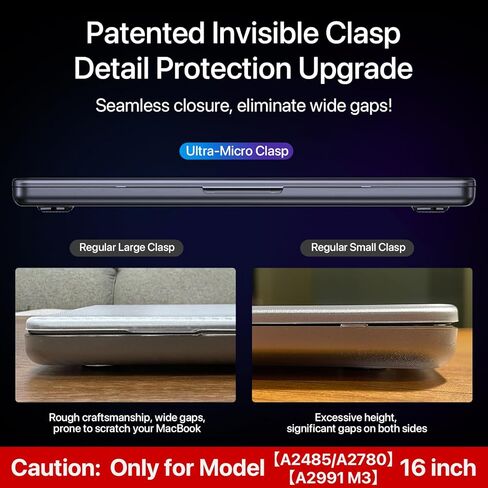 متوافق مع حافظة MacBook Pro 16 بوصة 2023-2021 M3 Pro/Max A2991 M2 A2780 M1 A2485 [يطابق اللون الأصلي بنسبة 100%] [رفيع علمي] غطاء حماية صلب للكمبيوتر المحمول - أسود شفاف in Saudi Arabia