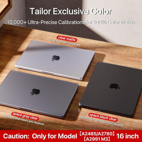 متوافق مع حافظة MacBook Pro 16 بوصة 2023-2021 M3 Pro/Max A2991 M2 A2780 M1 A2485 [يطابق اللون الأصلي بنسبة 100%] [رفيع علمي] غطاء حماية صلب للكمبيوتر المحمول - أسود شفاف in Saudi Arabia